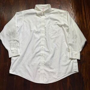Brooks Brothers Shirt Mens 17.5-33 White Solid Traditional Fit Non Iron **READ**
